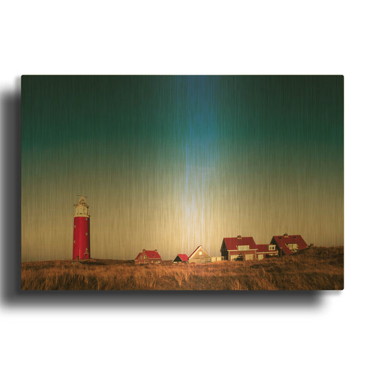 'Texel Lighthouse' By Istvan Nagy Gold Metal Wall Art