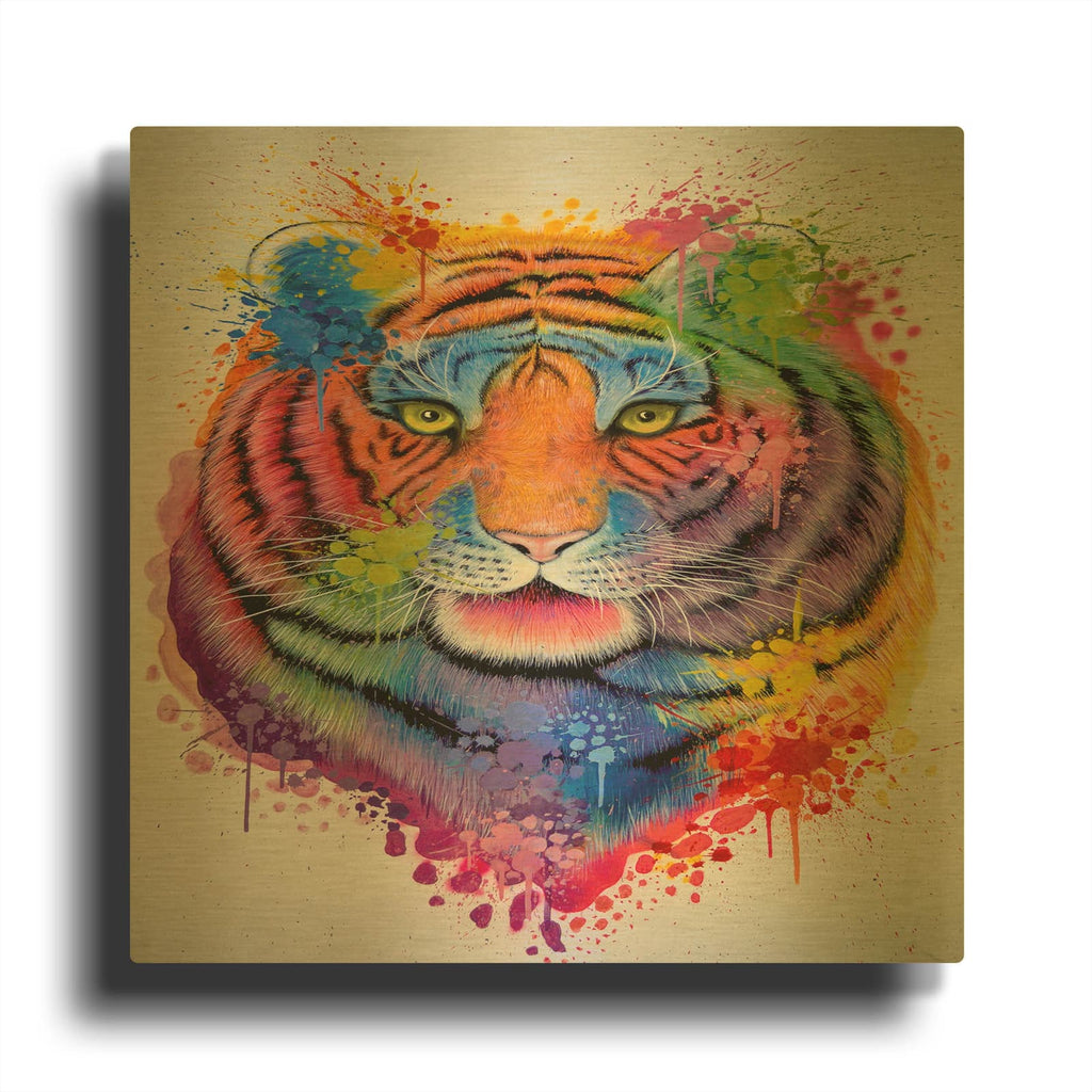 'Tiger Splash' By Ivan Negrete Gold Metal Wall Art