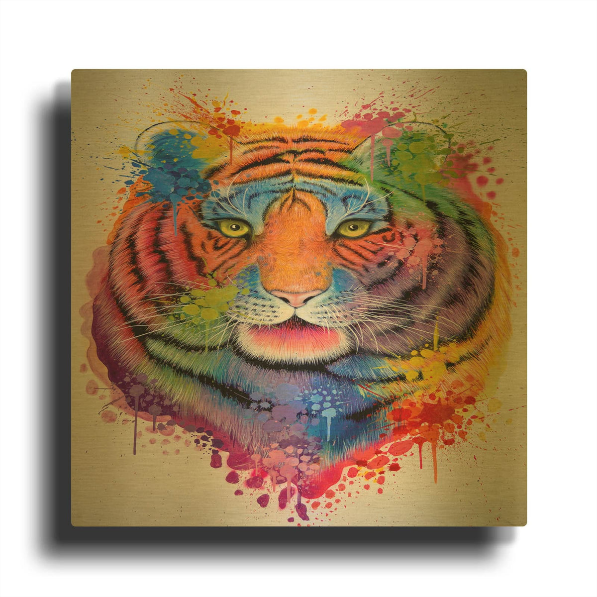 'Tiger Splash' By Ivan Negrete Gold Metal Wall Art