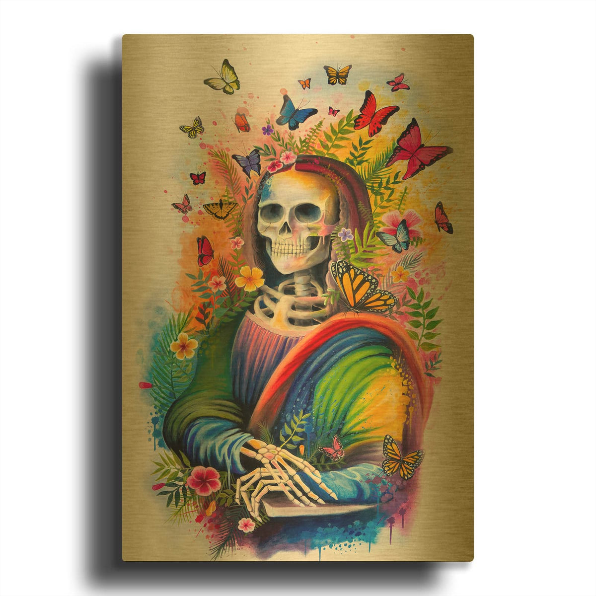 'Mona Lisa Bones' By Ivan Negrete Gold Metal Wall Art