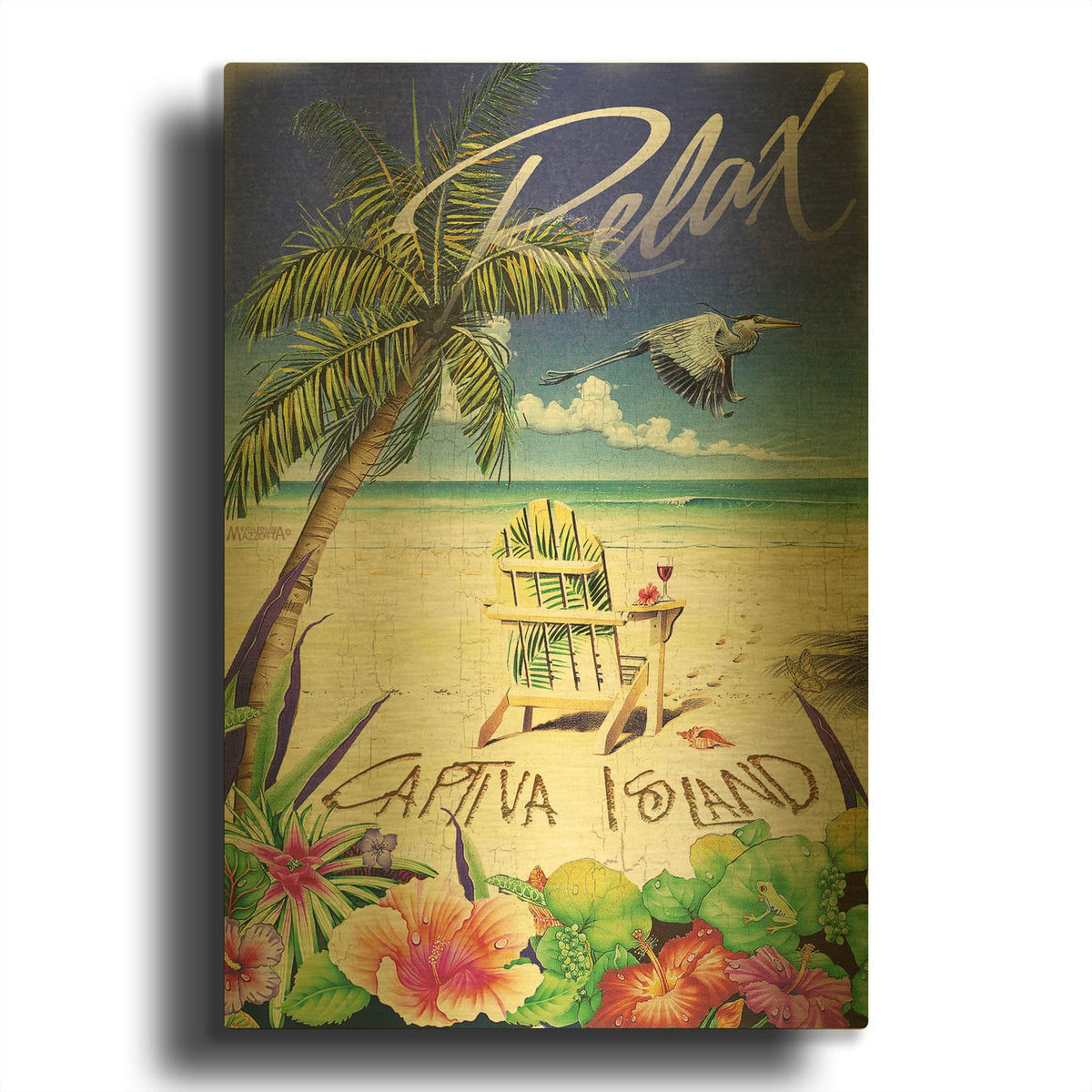 'Relax Palm Chair' By James and Kathleen Mazzotta Gold Metal Wall Art