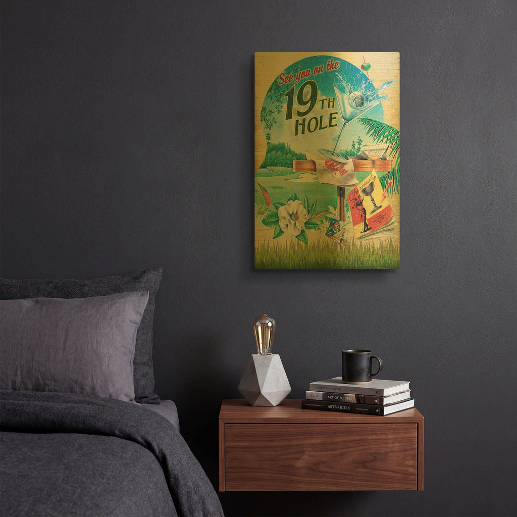 '19th Hole 2' By James Mazzotta Gold Metal Wall Art