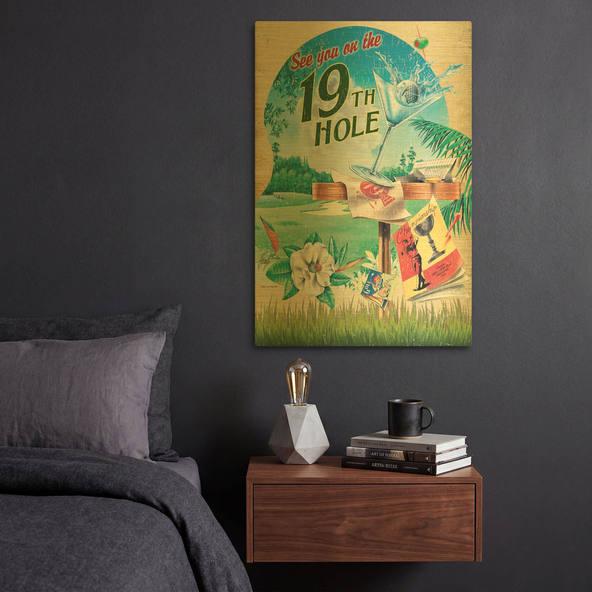 '19th Hole 2' By James Mazzotta Gold Metal Wall Art