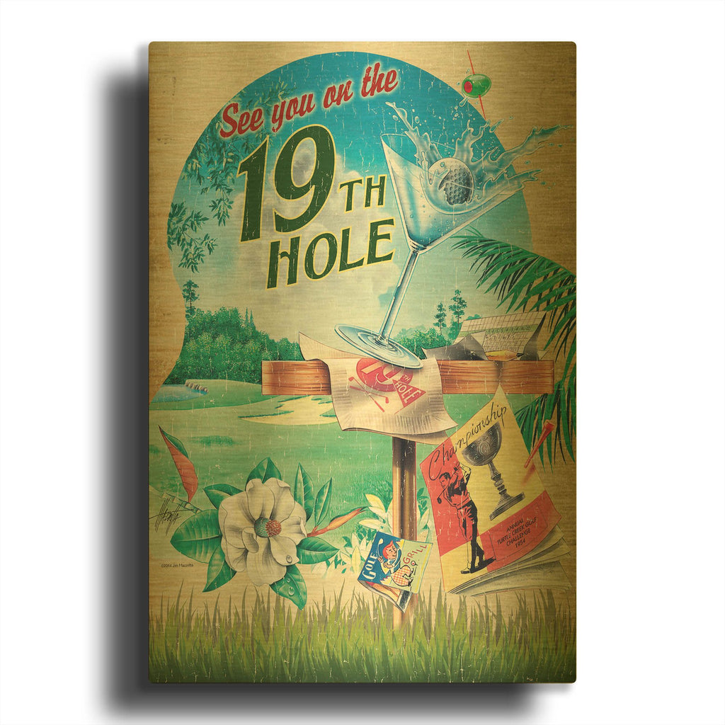 '19th Hole 2' By James Mazzotta Gold Metal Wall Art