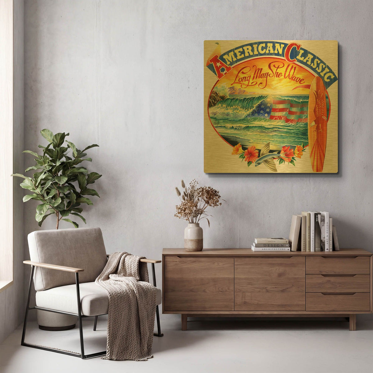 'American Classic' By James Mazzotta Gold Metal Wall Art
