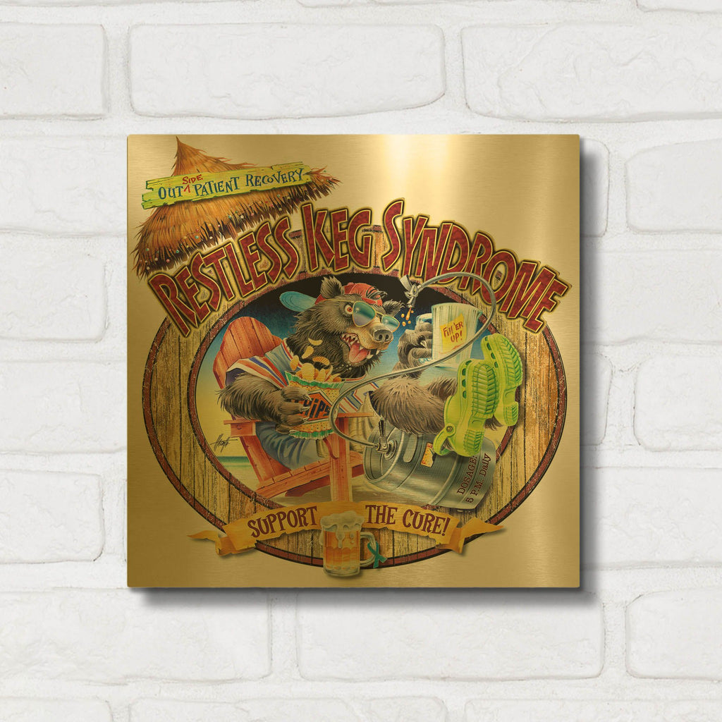 'BEAR Keg Syndrome' By James Mazzotta Gold Metal Wall Art