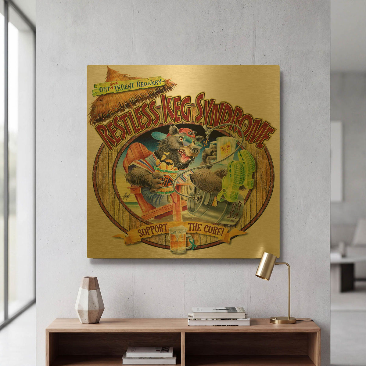 'BEAR Keg Syndrome' By James Mazzotta Gold Metal Wall Art