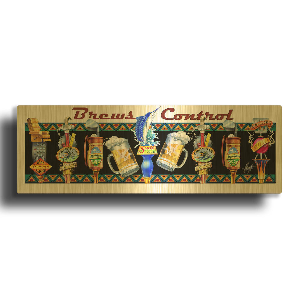 'Beer Taps' By James Mazzotta Gold Metal Wall Art