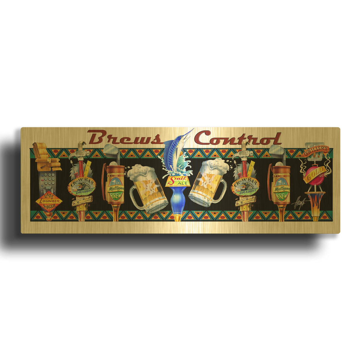 'Beer Taps' By James Mazzotta Gold Metal Wall Art