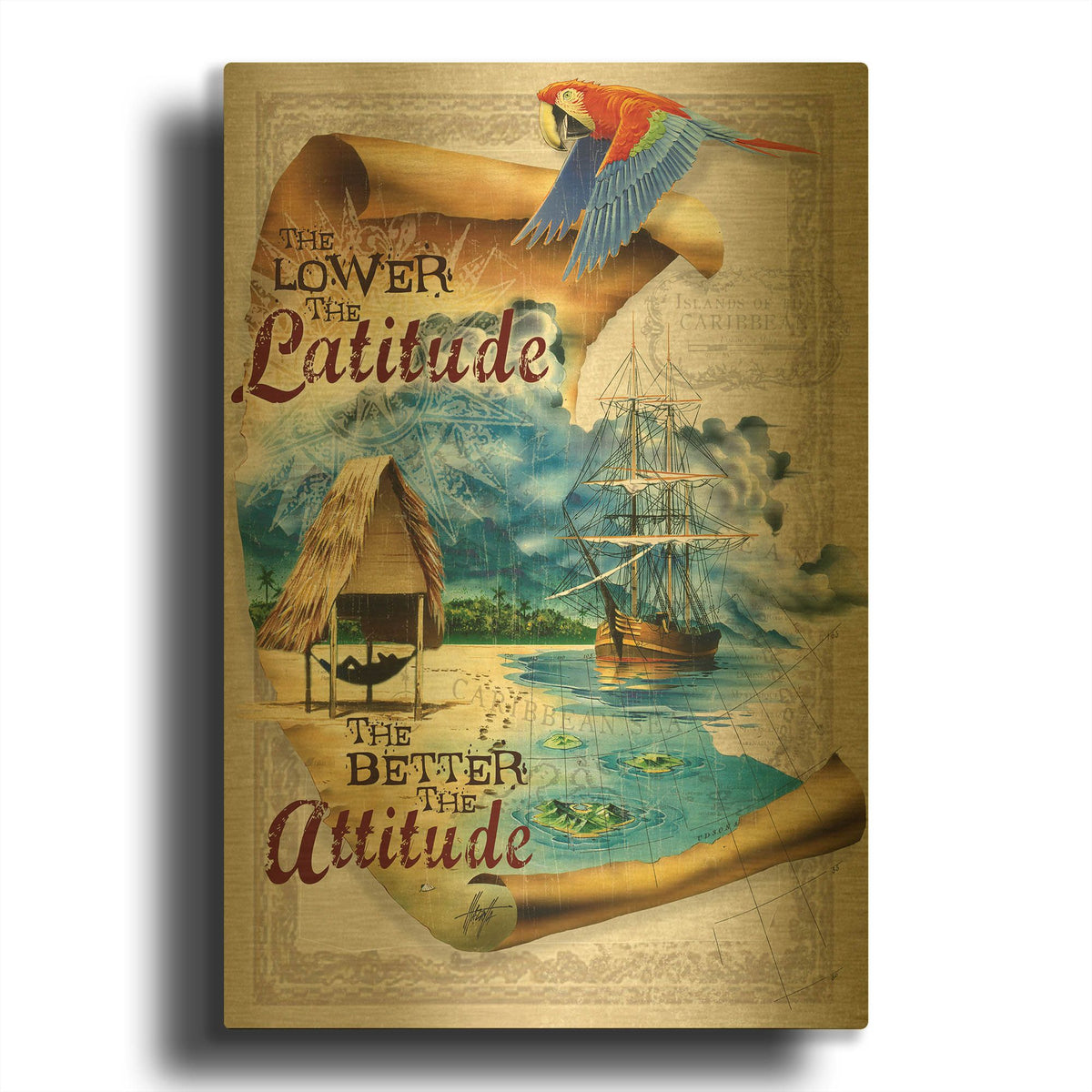 'Better Attitude' By James Mazzotta Gold Metal Wall Art