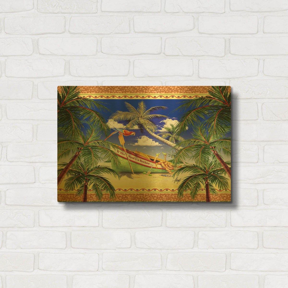 'Boat Toast Motif' By James Mazzotta Gold Metal Wall Art