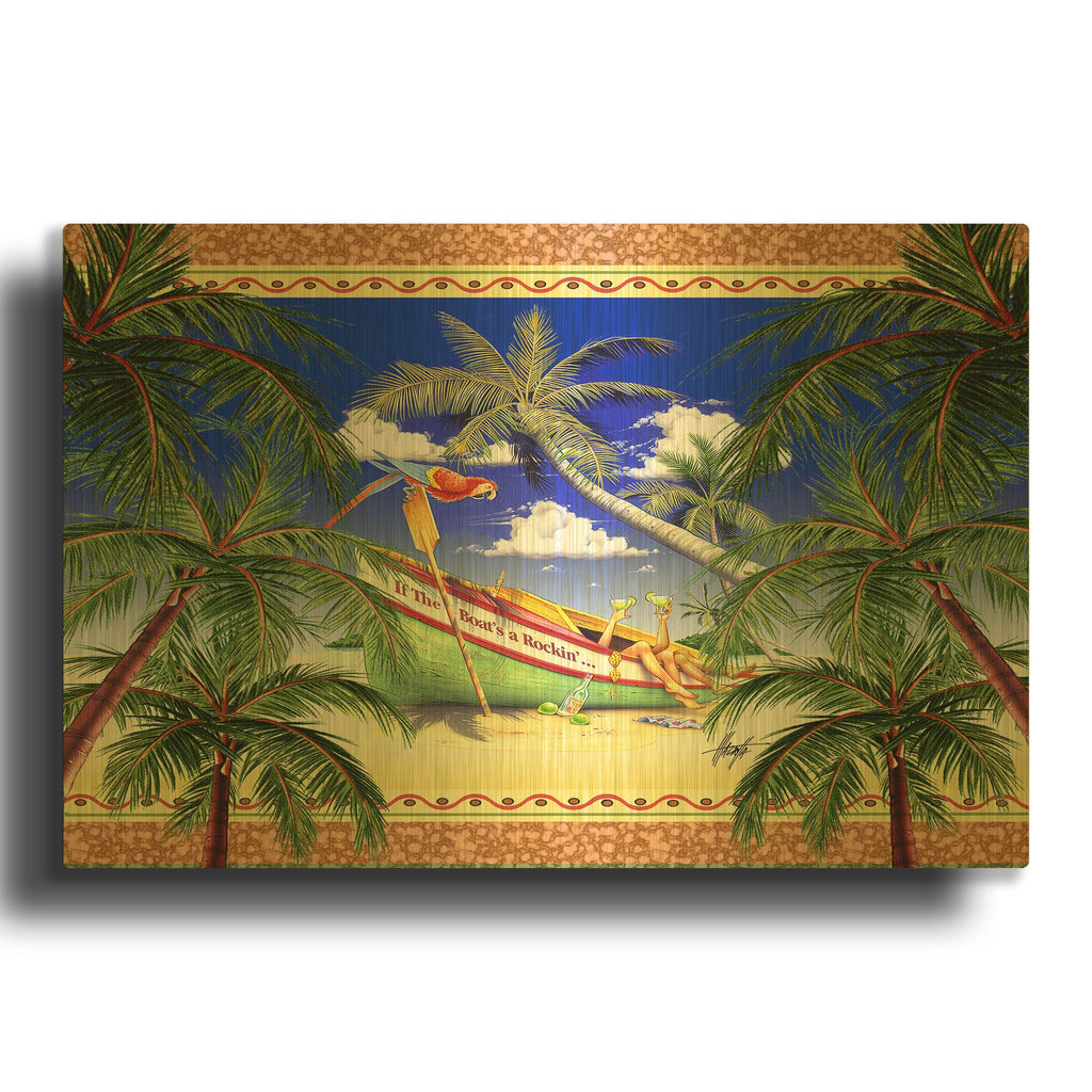 'Boat Toast Motif' By James Mazzotta Gold Metal Wall Art
