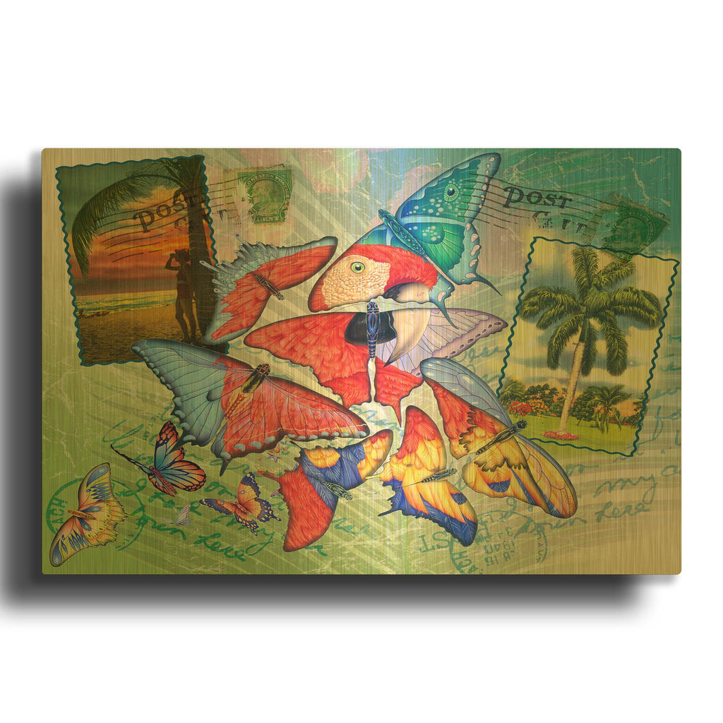 'Butterfly Postcards' By James Mazzotta Gold Metal Wall Art