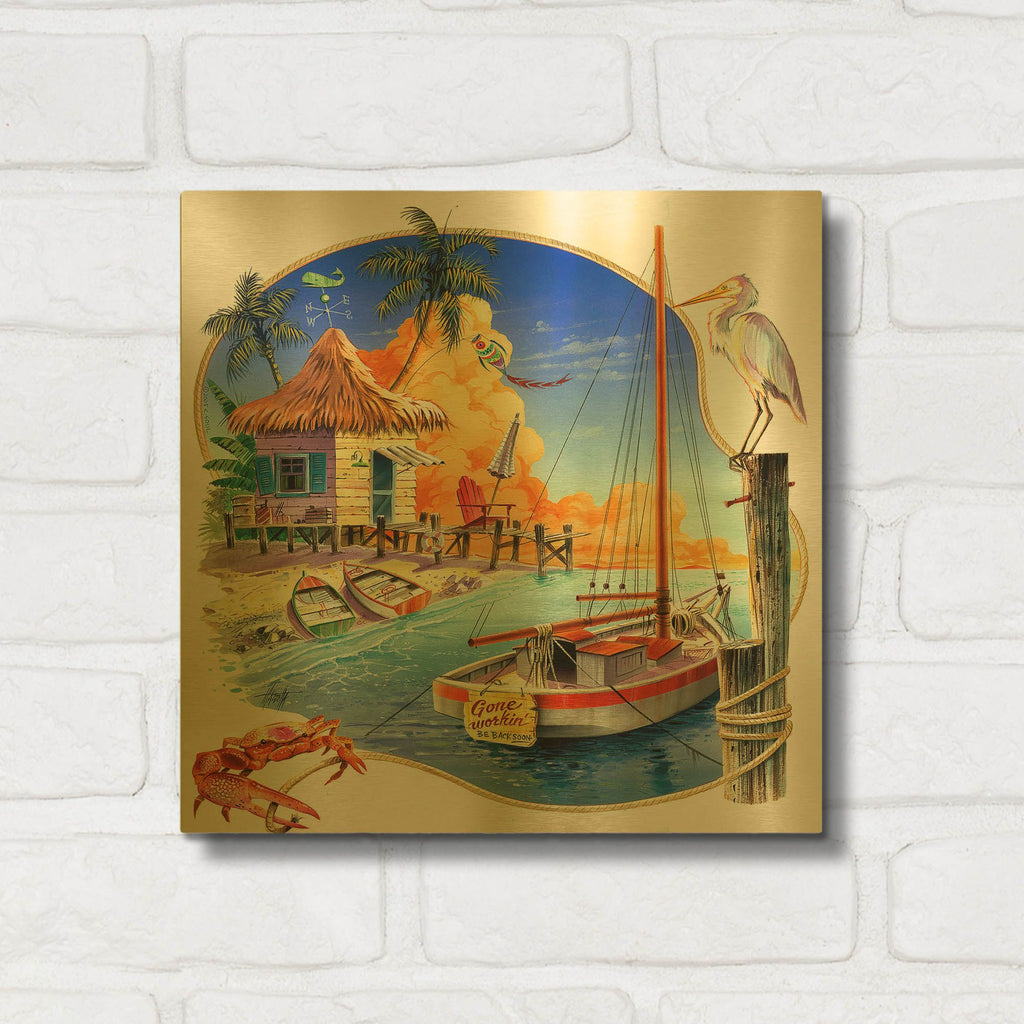 'Gone Workin' By James Mazzotta Gold Metal Wall Art