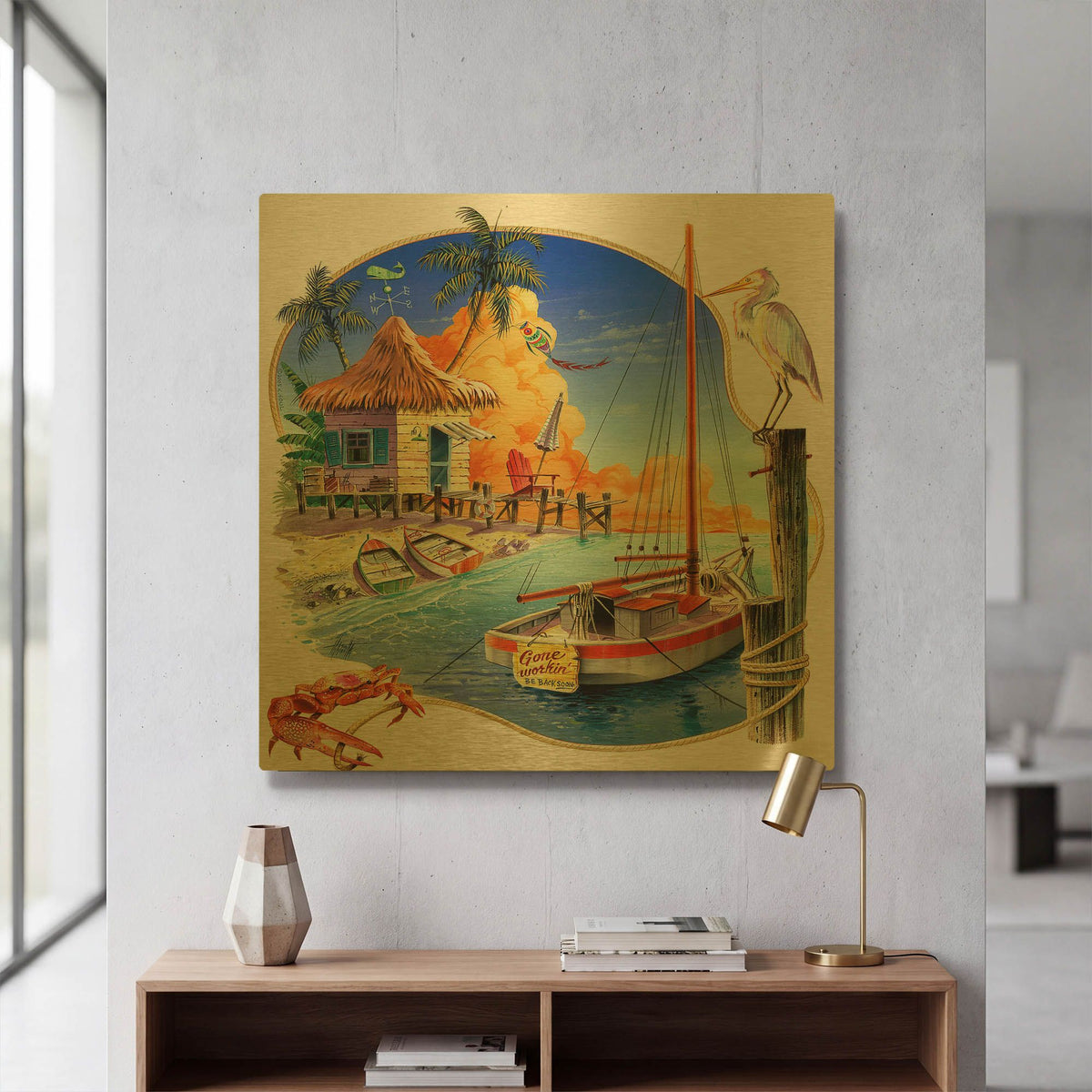 'Gone Workin' By James Mazzotta Gold Metal Wall Art