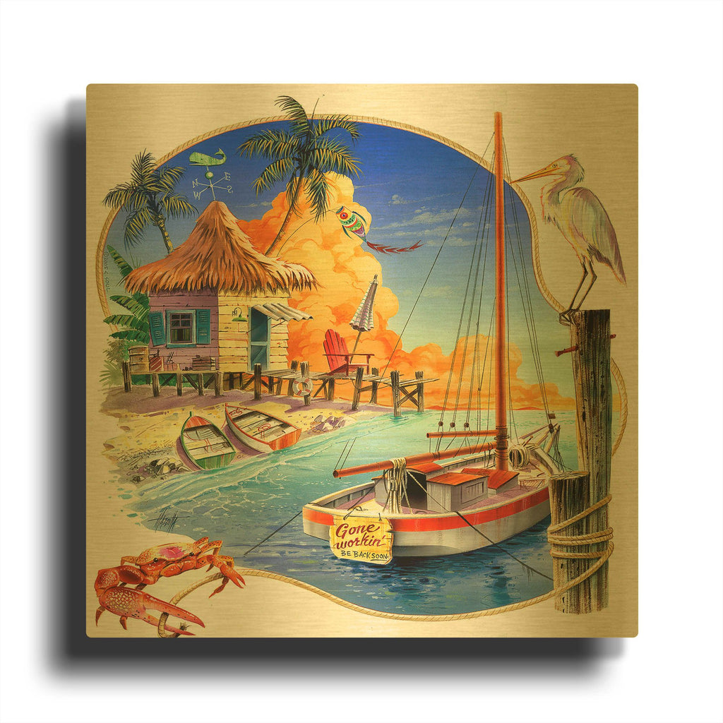 'Gone Workin' By James Mazzotta Gold Metal Wall Art