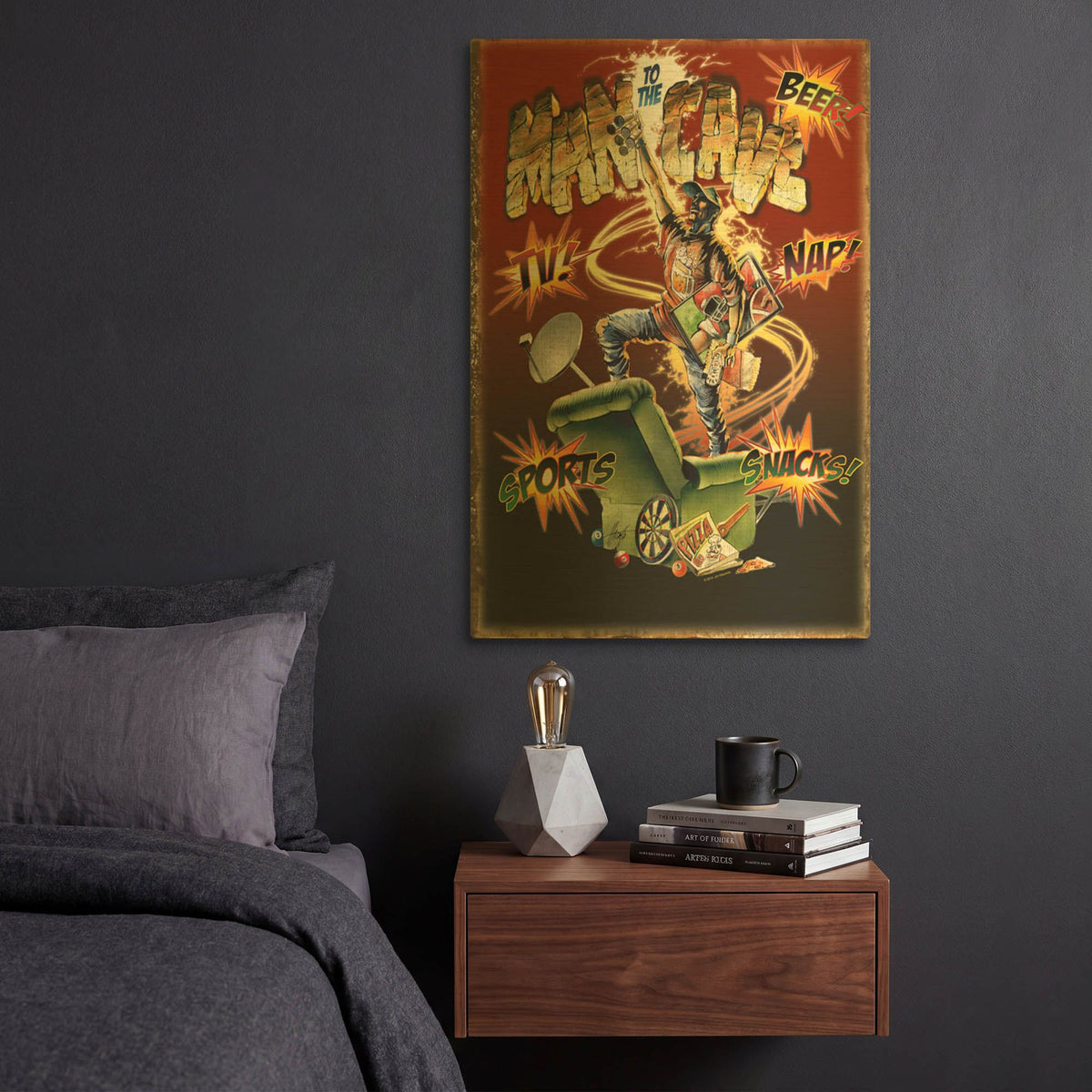'Man Cave' By James Mazzotta Gold Metal Wall Art