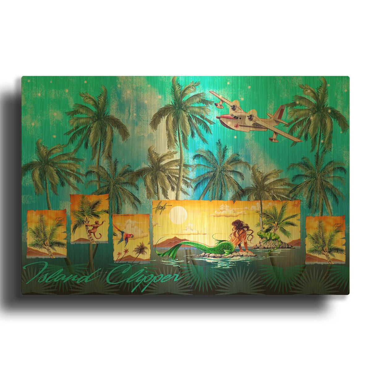 'Mermaid Clipper' By James Mazzotta Gold Metal Wall Art