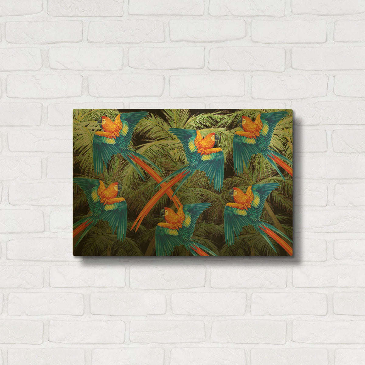 'PALM PARROT' By James Mazzotta Gold Metal Wall Art