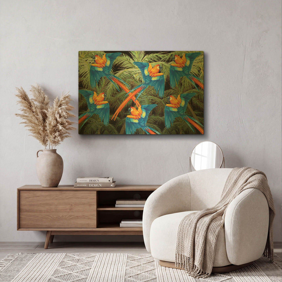 'PALM PARROT' By James Mazzotta Gold Metal Wall Art