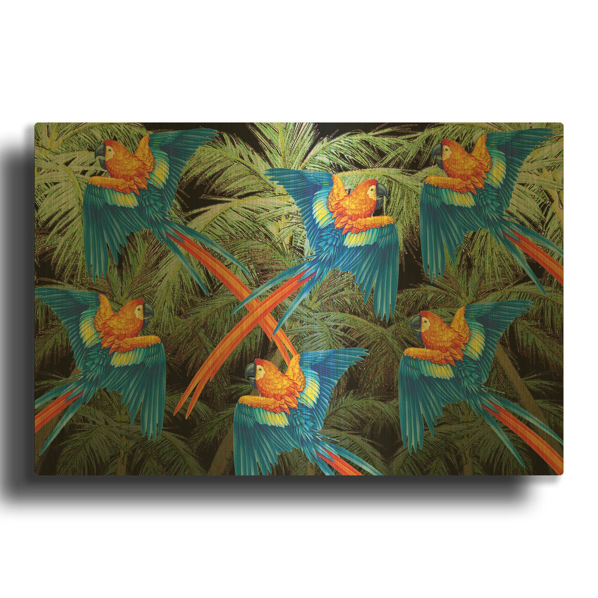 'PALM PARROT' By James Mazzotta Gold Metal Wall Art