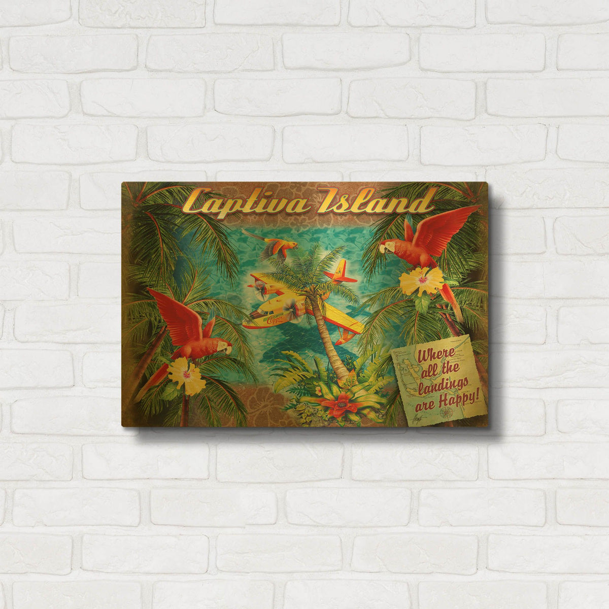 'Parrot Palm Clipper' By James Mazzotta Gold Metal Wall Art