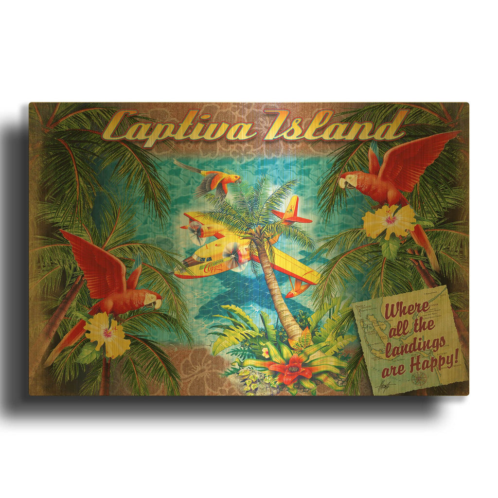 'Parrot Palm Clipper' By James Mazzotta Gold Metal Wall Art