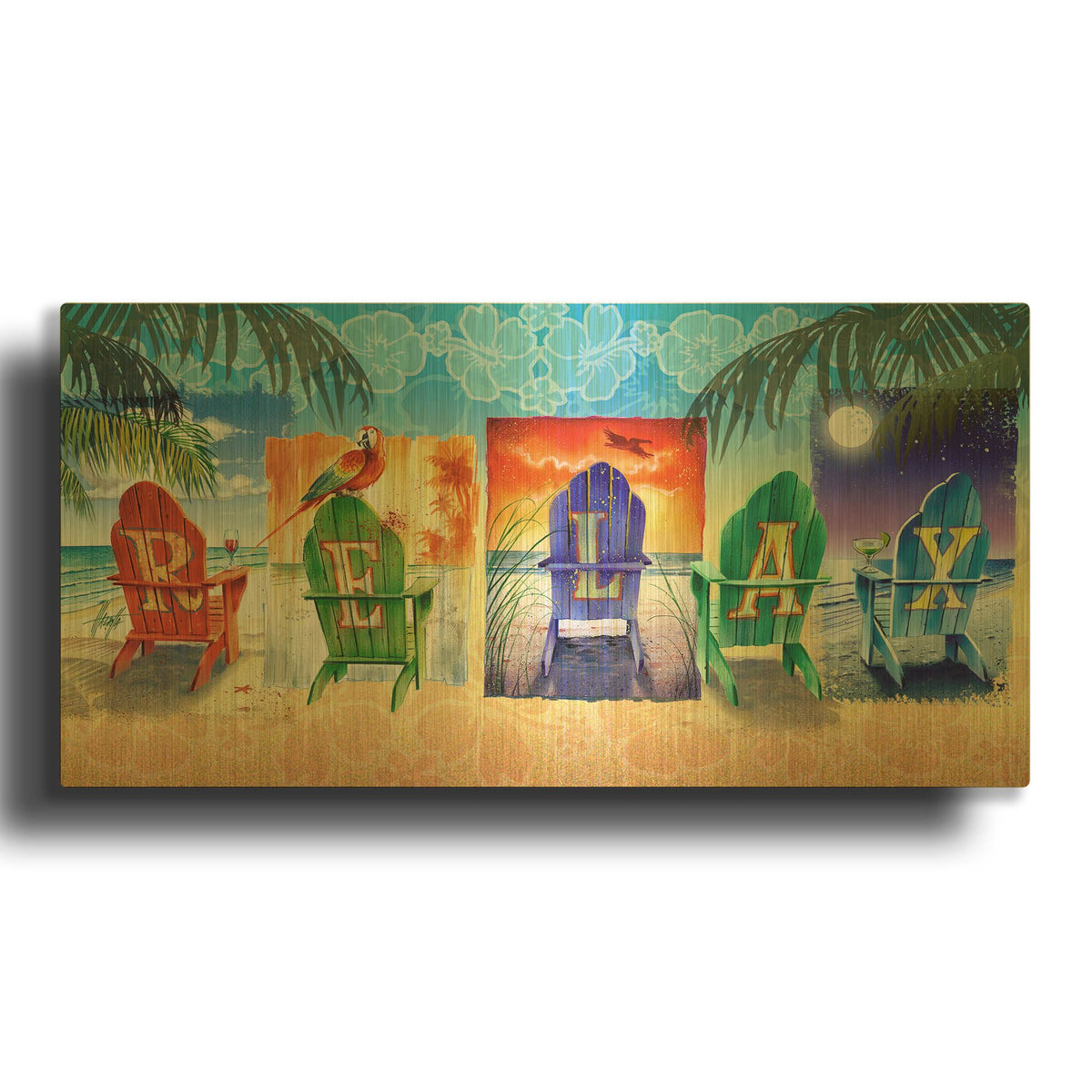 'Relax Chairs' By James Mazzotta Gold Metal Wall Art
