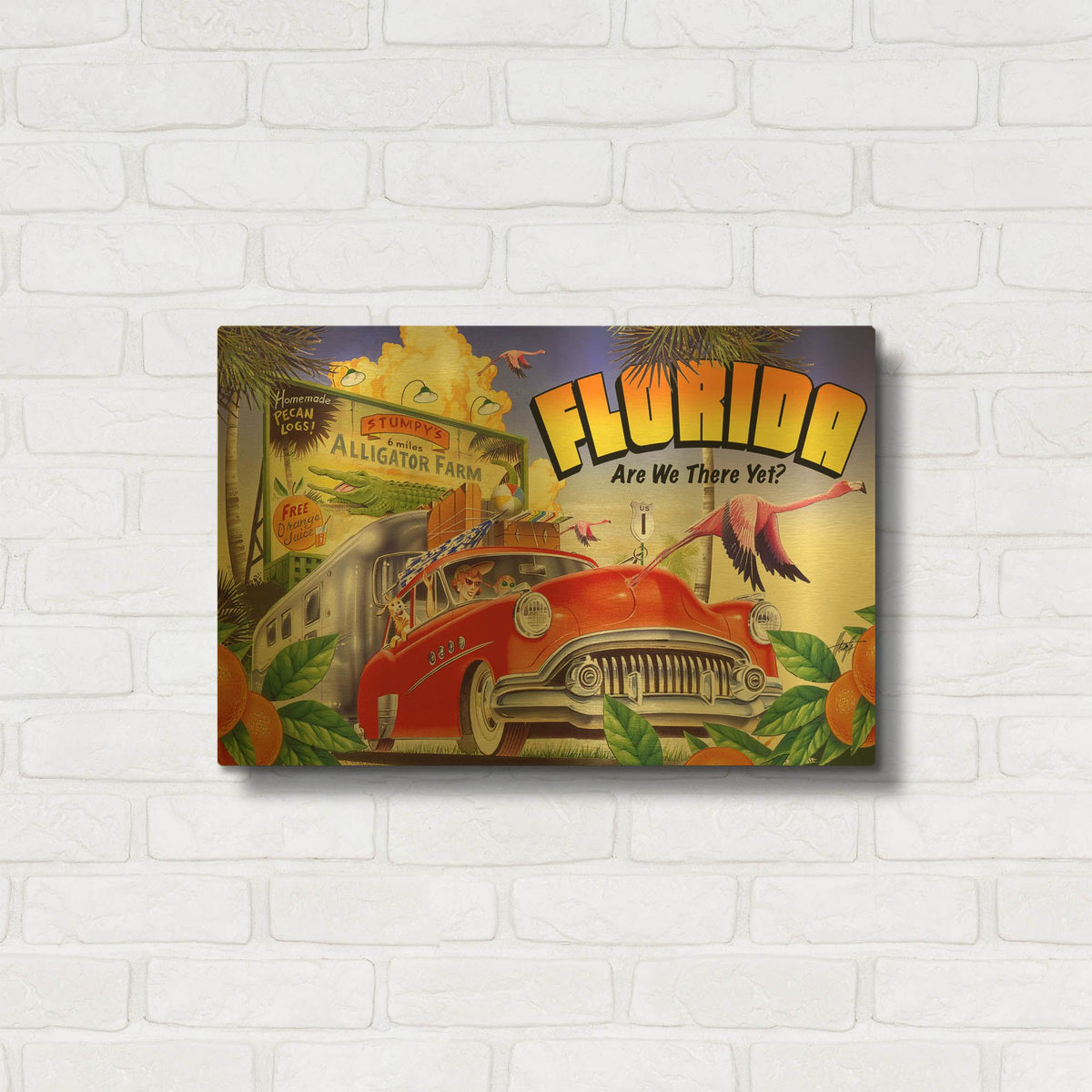 'Road Trip' By James Mazzotta Gold Metal Wall Art