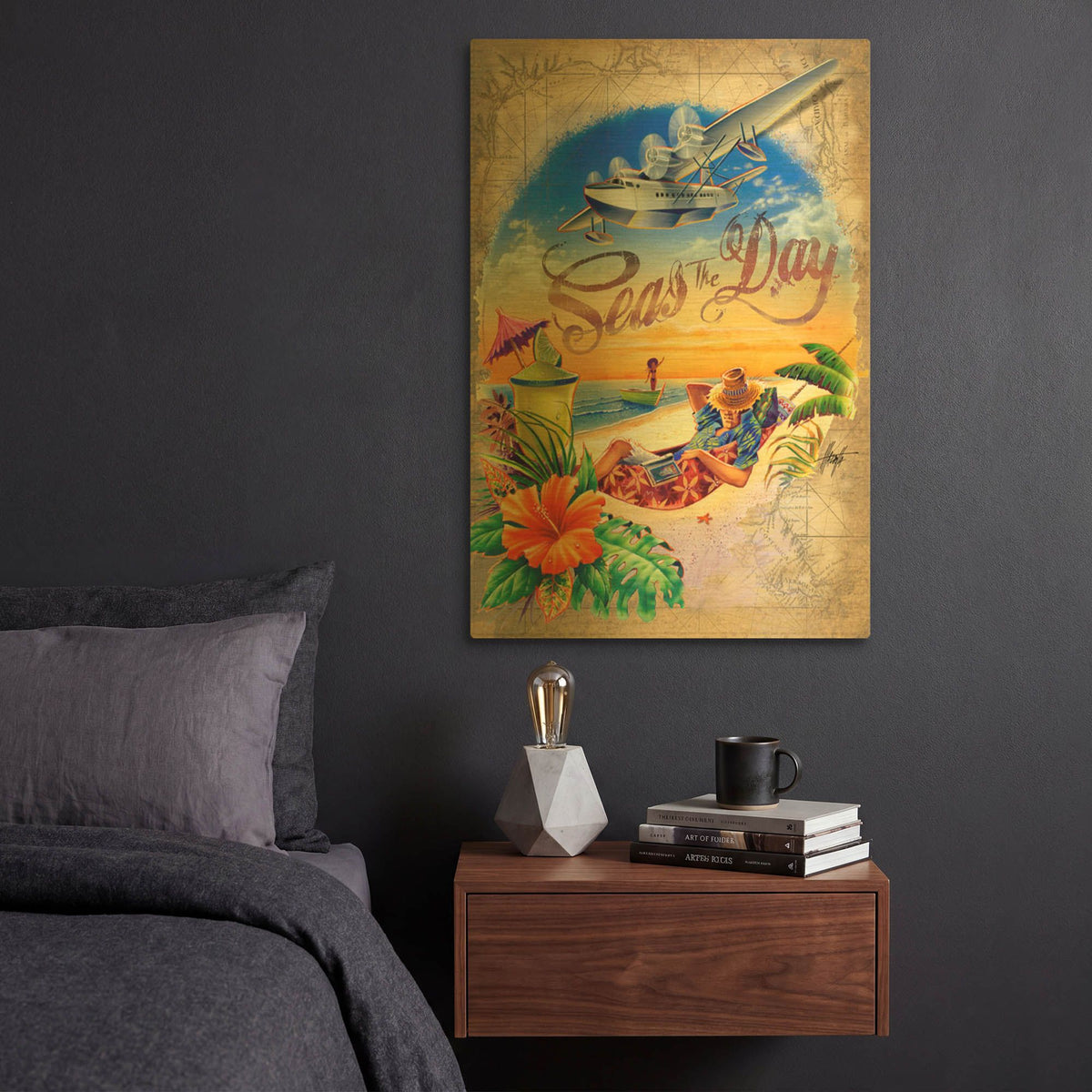 'Seas Day' By James Mazzotta Gold Metal Wall Art