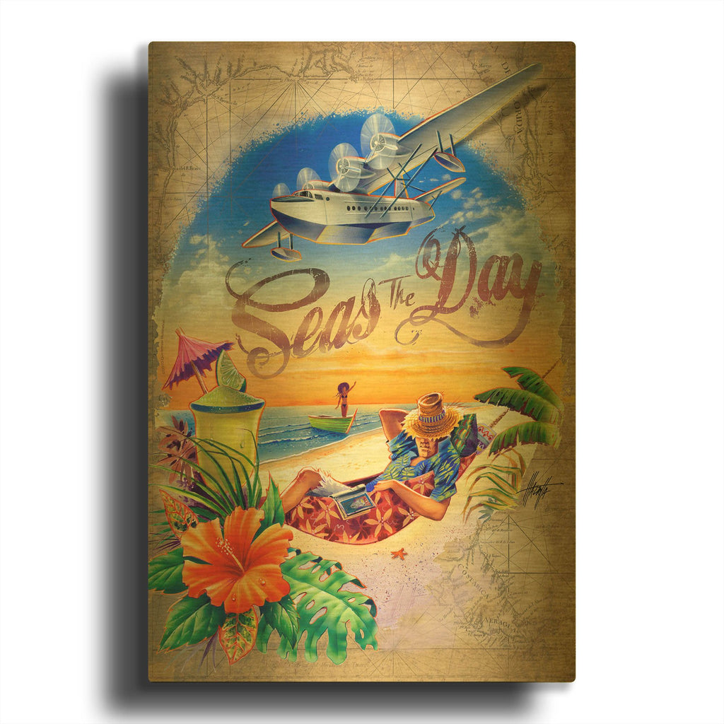 'Seas Day' By James Mazzotta Gold Metal Wall Art