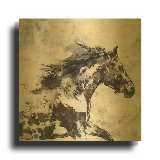 'Bay Horse 4' By Irena Orlov Gold Metal Wall Art
