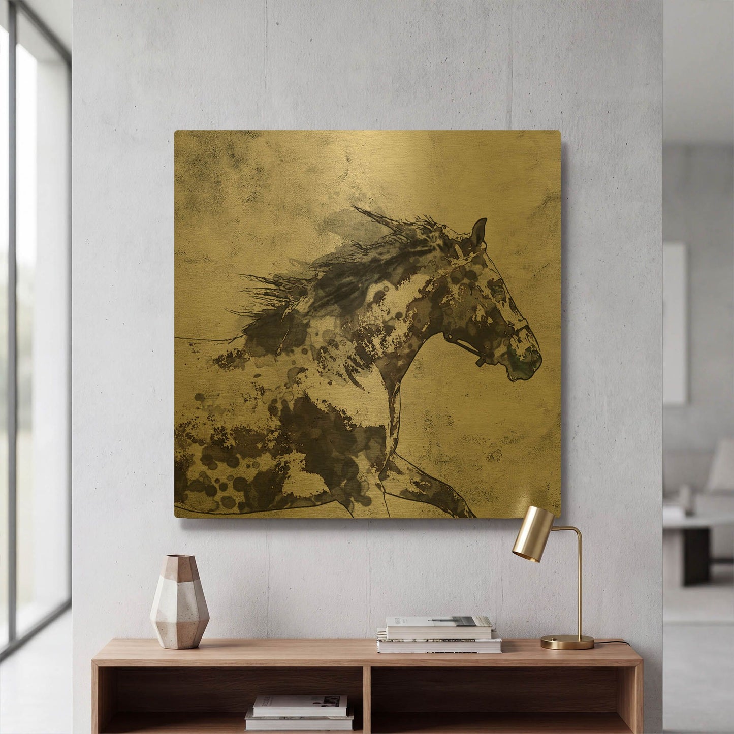 'Bay Horse 4' By Irena Orlov Gold Metal Wall Art