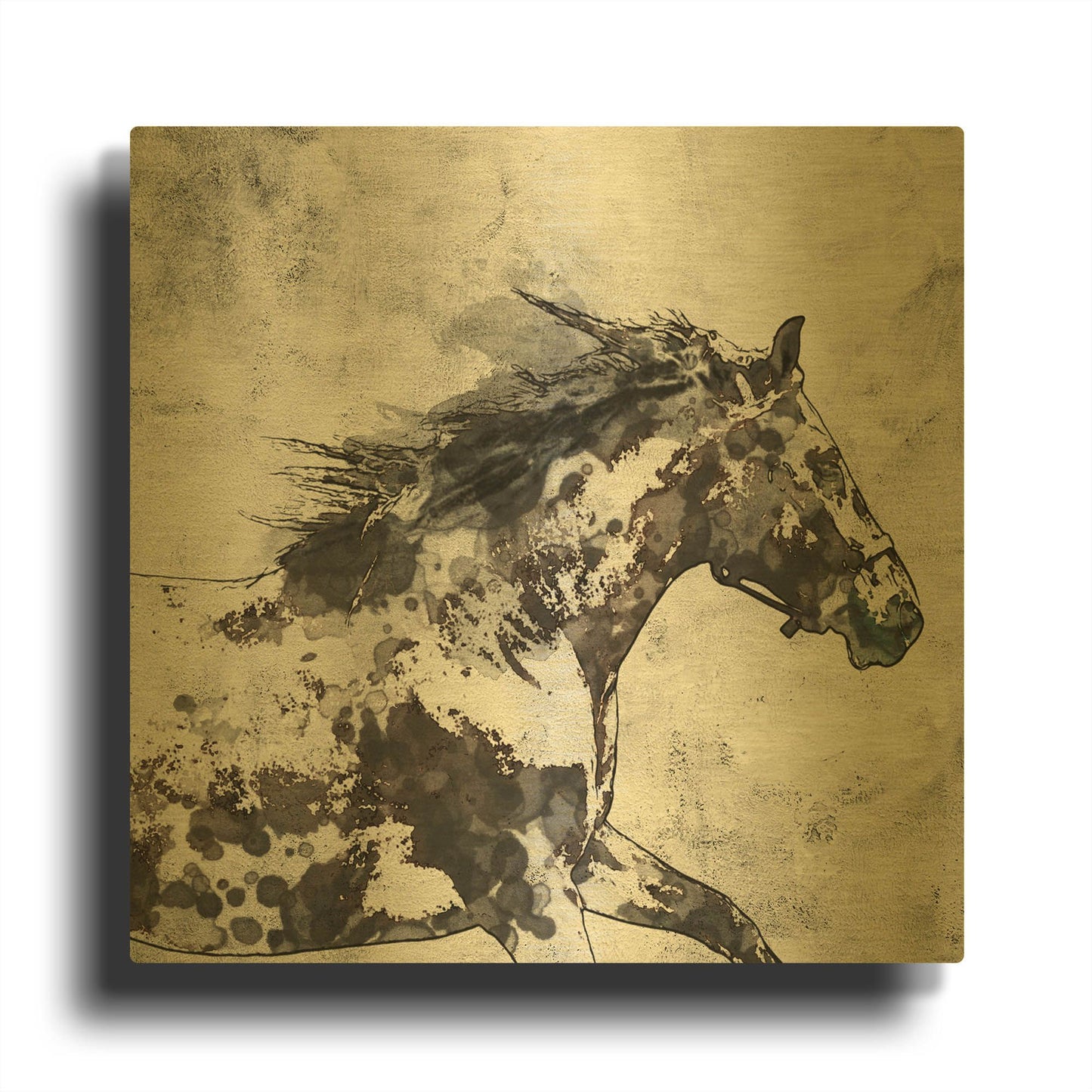 'Bay Horse 4' By Irena Orlov Gold Metal Wall Art