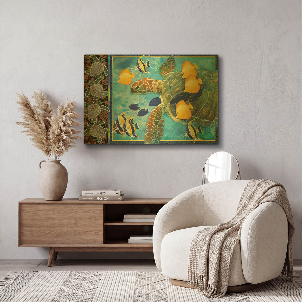 'Turtle Hatchlings' By James Mazzotta Gold Metal Wall Art