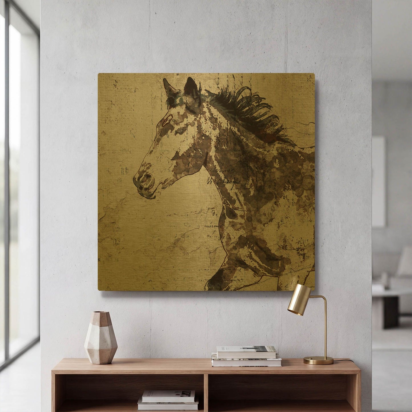 'Galloping Horse 2' By Irena Orlov Gold Metal Wall Art