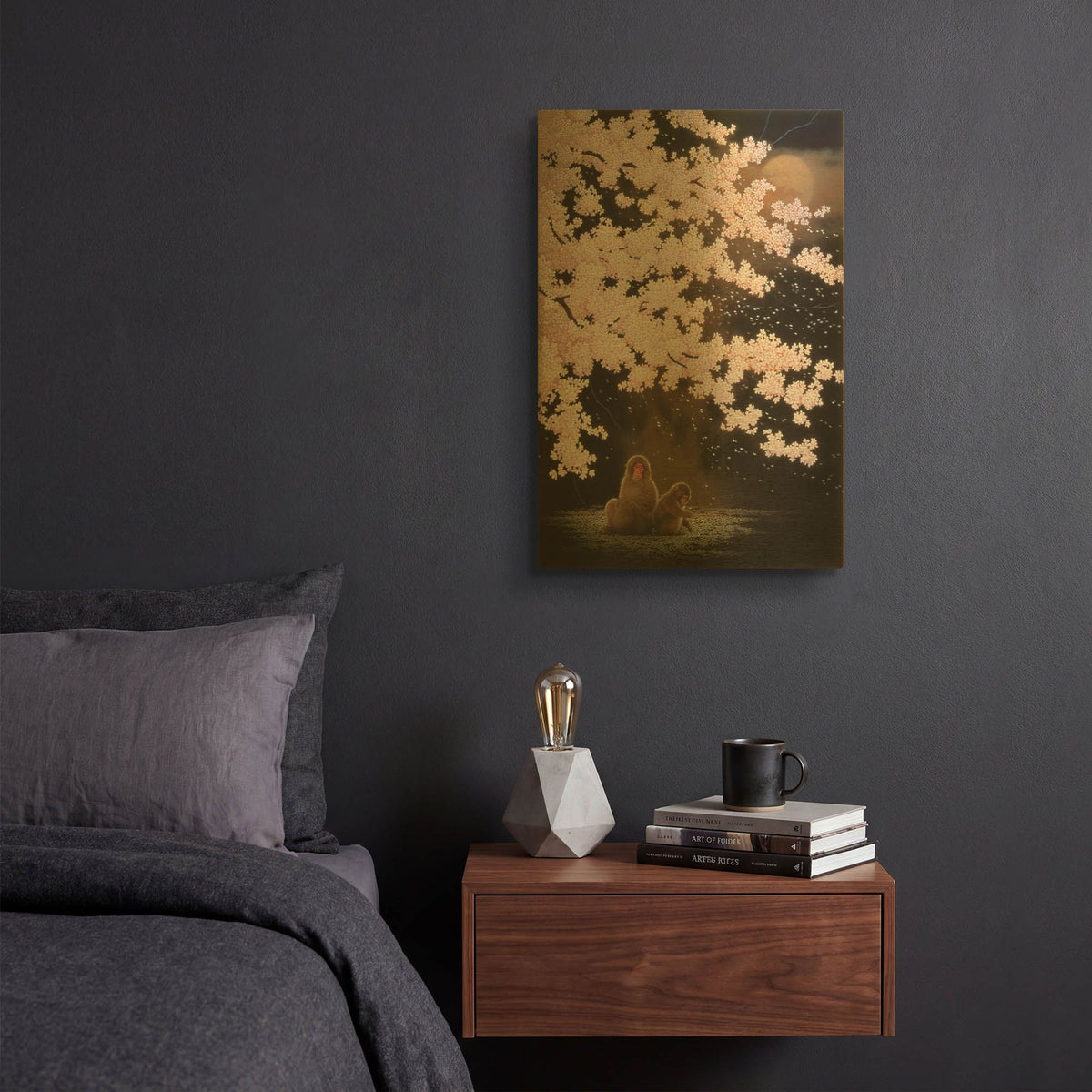 'Falling Cherry Blossoms' By Joh Naito Gold Metal Wall Art