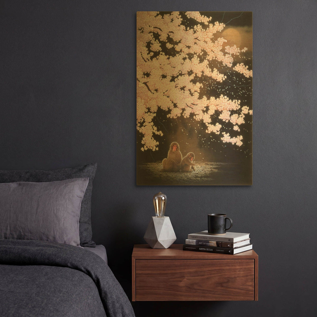 'Falling Cherry Blossoms' By Joh Naito Gold Metal Wall Art