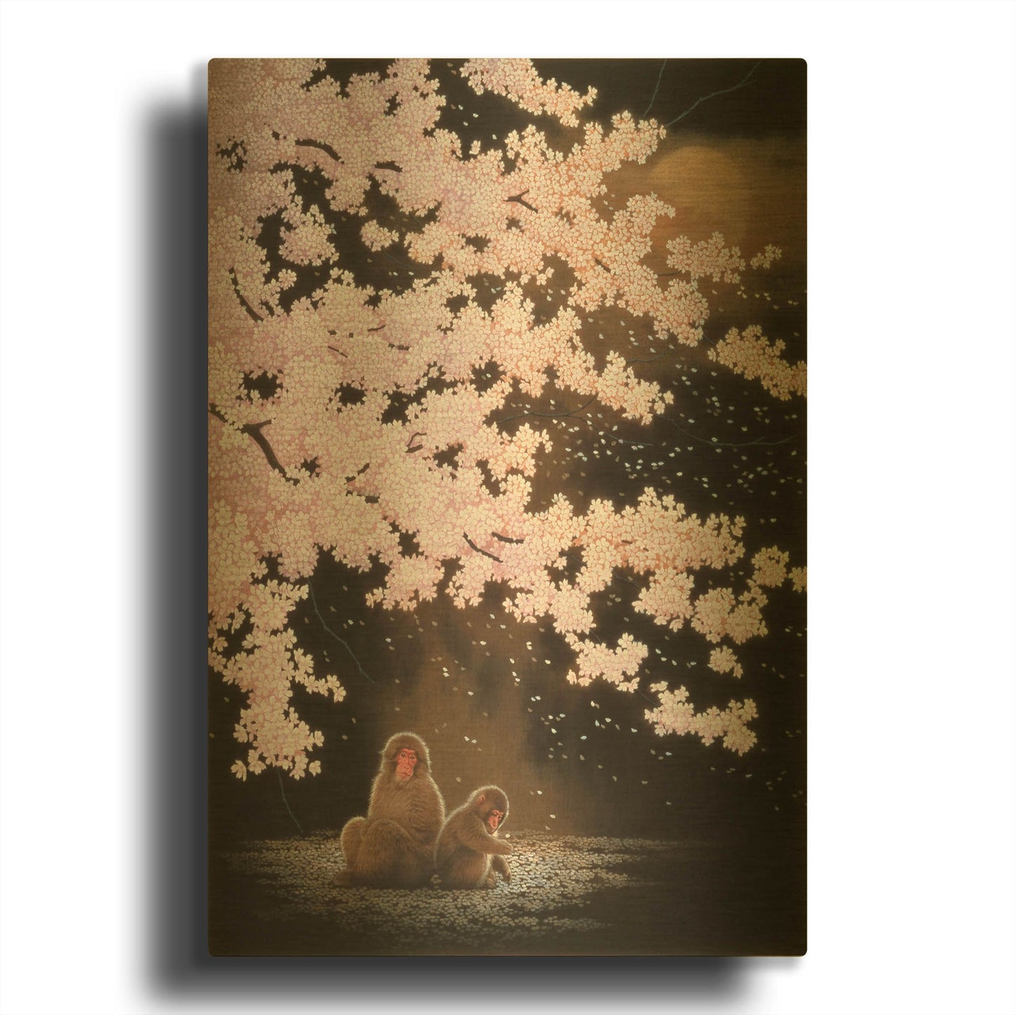 'Falling Cherry Blossoms' By Joh Naito Gold Metal Wall Art