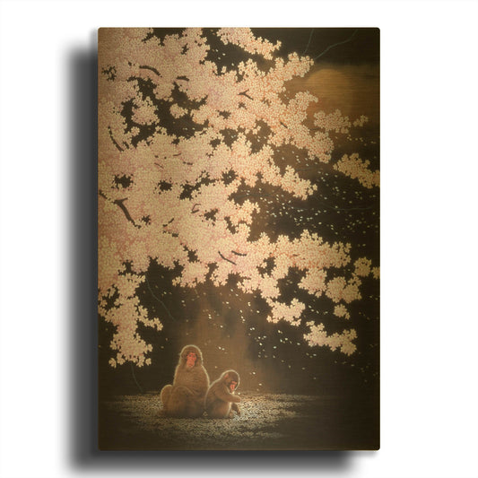 'Falling Cherry Blossoms' By Joh Naito Gold Metal Wall Art
