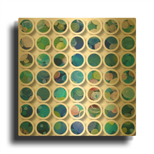 'Industrial Mixed Media Circles' By Irena Orlov Gold Metal Wall Art