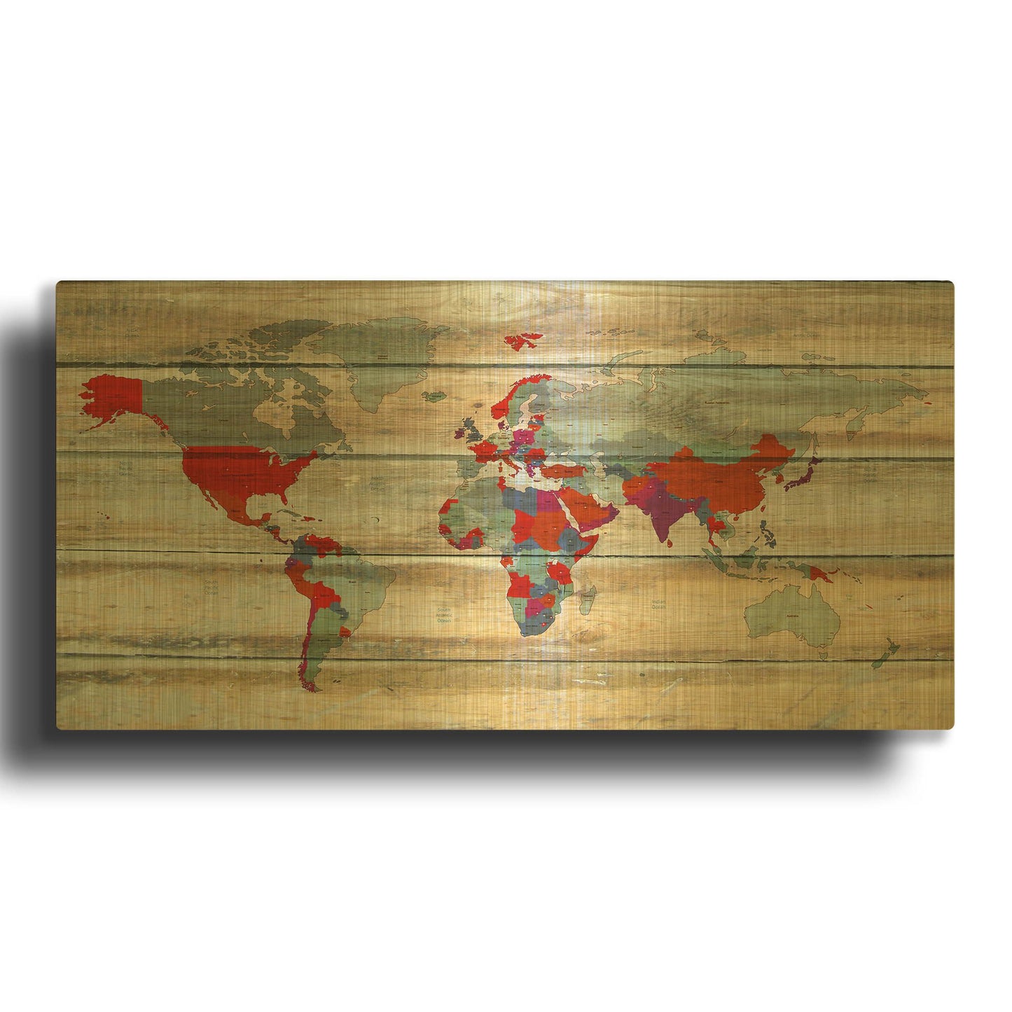 'World Map IV' By Irena Orlov Gold Metal Wall Art