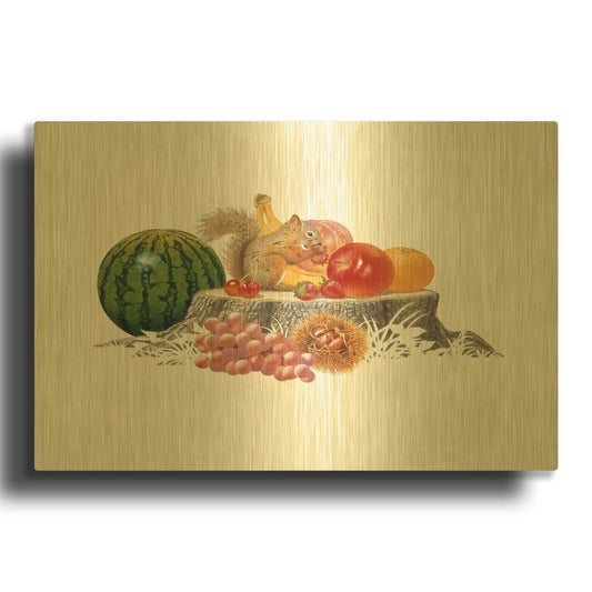 'Fruits Fiesta' By Joh Naito Gold Metal Wall Art