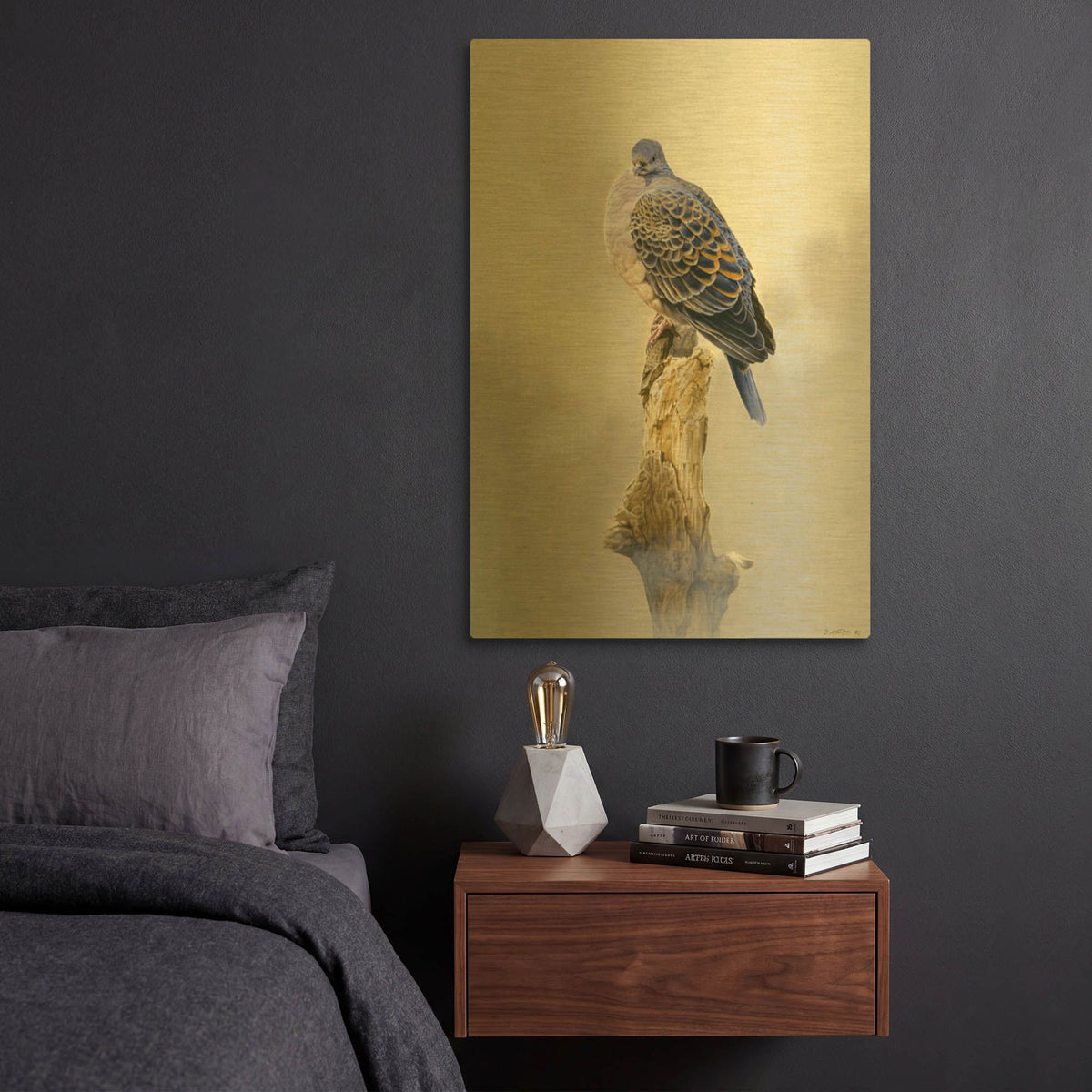'Turtle Dove' By Joh Naito Gold Metal Wall Art