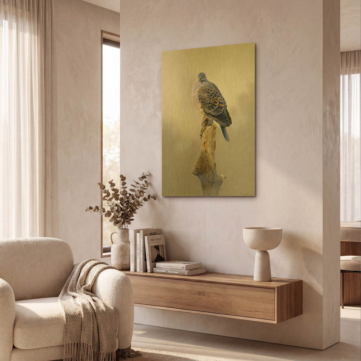 'Turtle Dove' By Joh Naito Gold Metal Wall Art