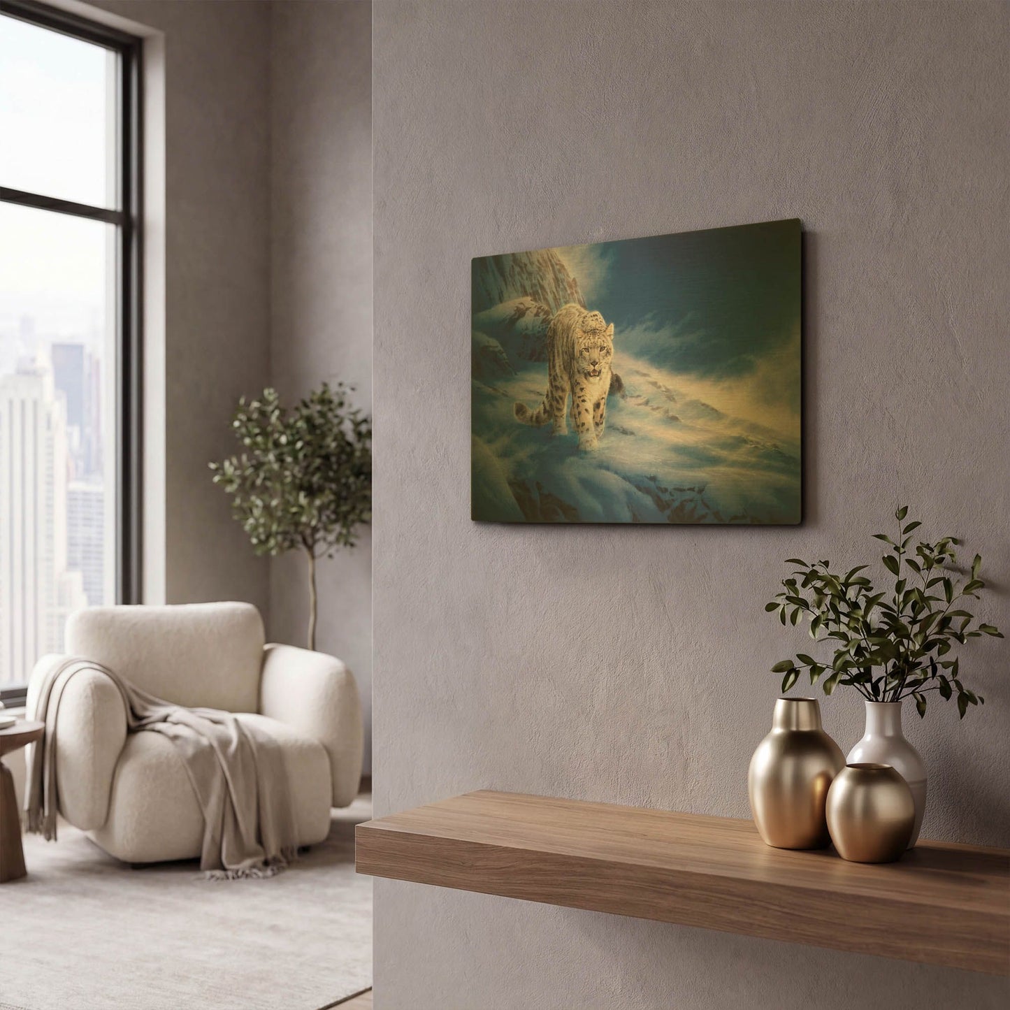'In Snowstorm' By Joh Naito Gold Metal Wall Art