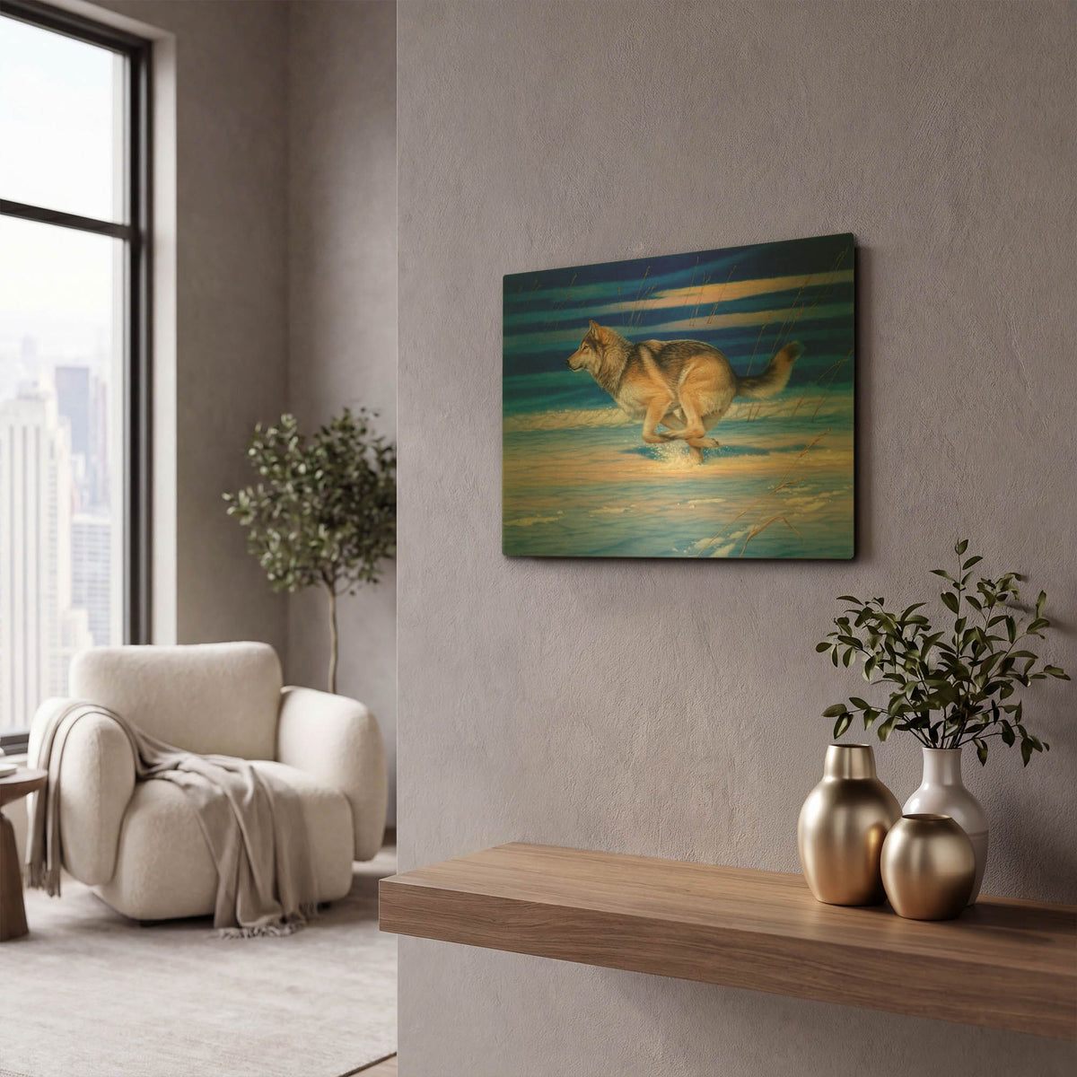 'Snow Beat' By Joh Naito Gold Metal Wall Art