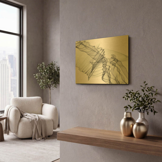 'Abstract Black and White 19-22-36' By Irena Orlov Gold Metal Wall Art
