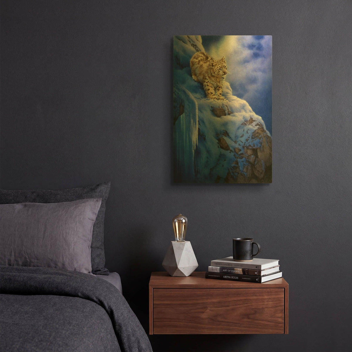 'Snowy Cliff' By Joh Naito Gold Metal Wall Art