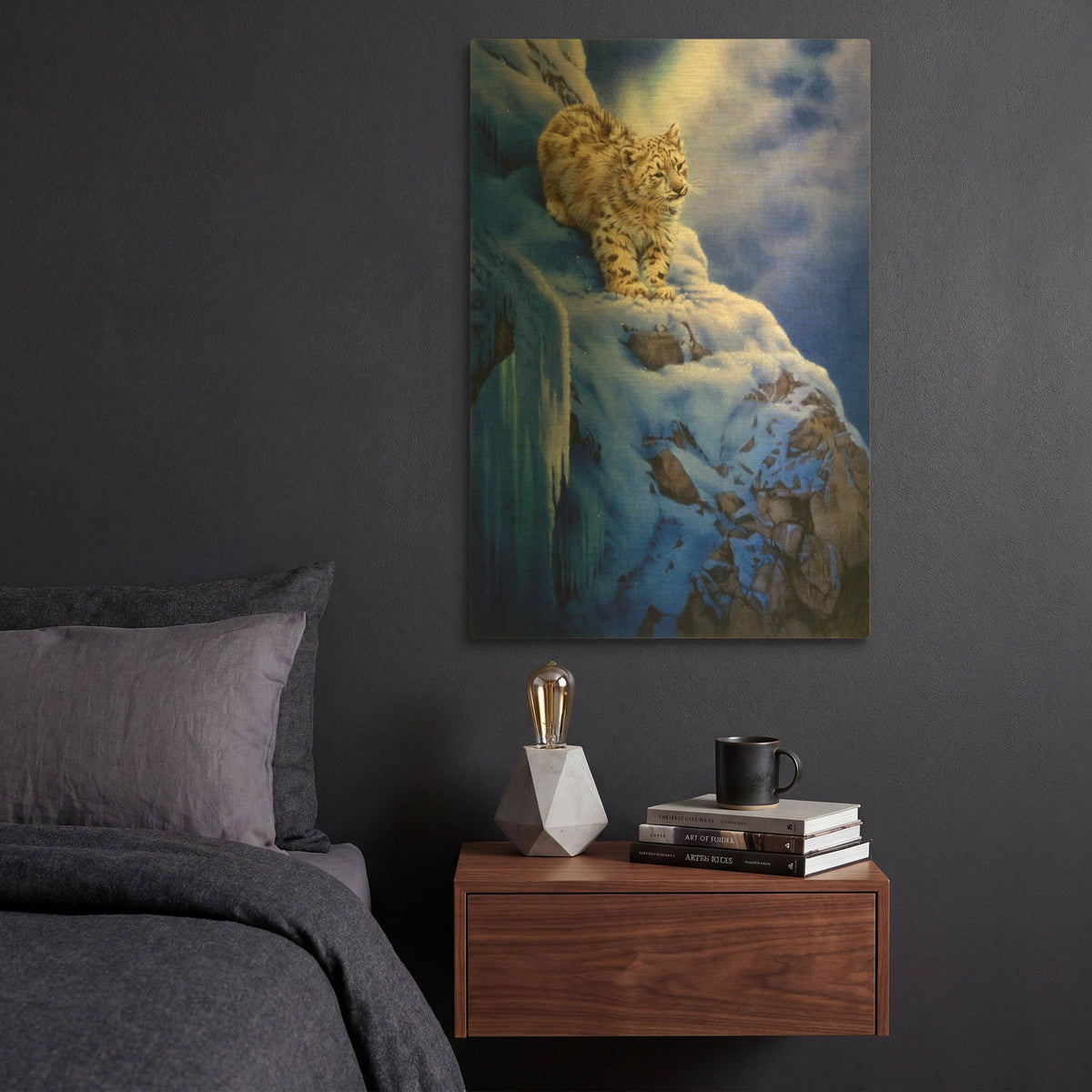 'Snowy Cliff' By Joh Naito Gold Metal Wall Art